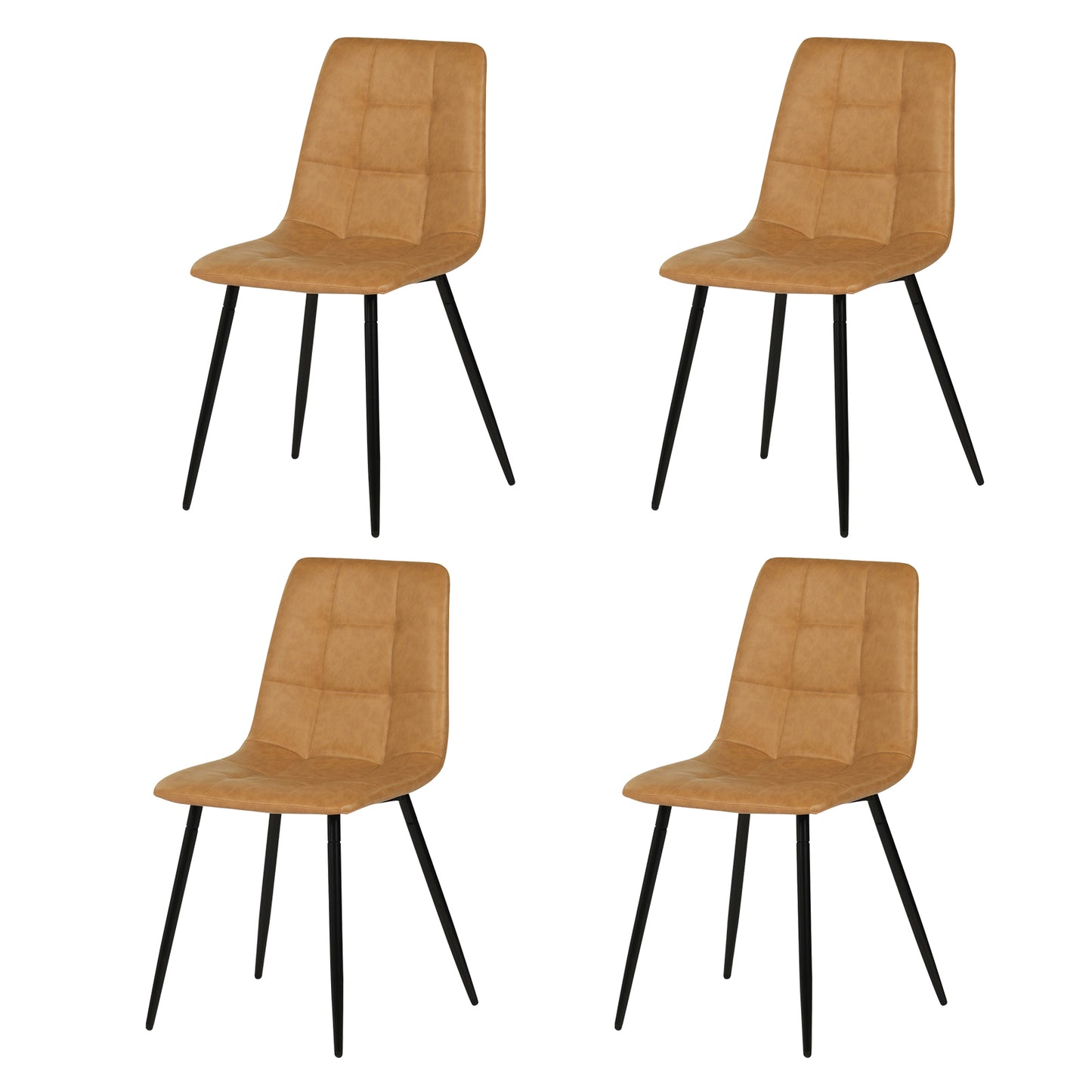 Chaise de salle à manger sans accoudoirs en tissu, pieds en fer noir - Noir/Gris/Marron