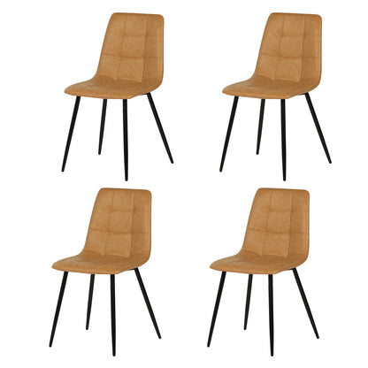 Chaise de salle à manger sans accoudoirs en tissu, pieds en fer noir - Noir/Gris/Marron