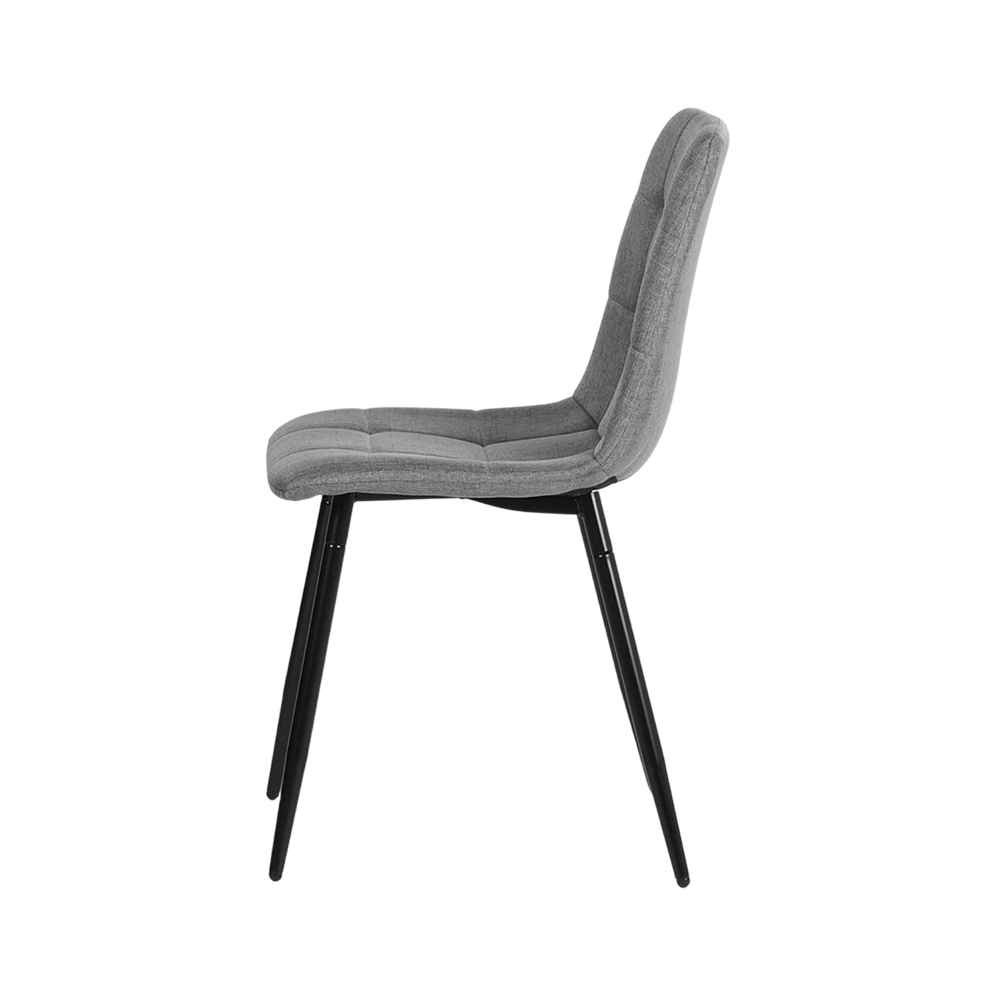 Chaise de salle à manger sans accoudoirs en tissu, pieds en fer noir - Noir/Gris/Marron