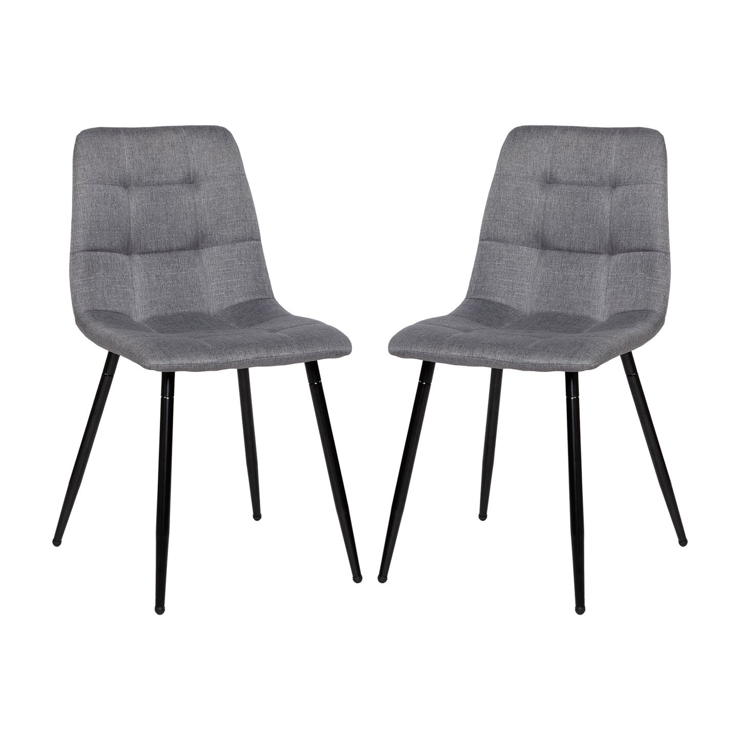 Chaise de salle à manger sans accoudoirs en tissu, pieds en fer noir - Noir/Gris/Marron