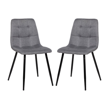 Chaise de salle à manger sans accoudoirs en tissu, pieds en fer noir - Noir/Gris/Marron