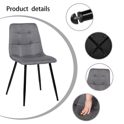 Chaise de salle à manger sans accoudoirs en tissu, pieds en fer noir - Noir/Gris/Marron