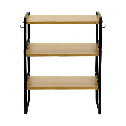 PONCE Étagère de rangement empilable pour cuisine, gain de place, 1/3/5 pièces - Feu/Bois/Blanc