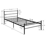 PRIMO Lit Simple/Double en Métal 94 * 196 cm/143 * 196 cm - Noir/Blanc