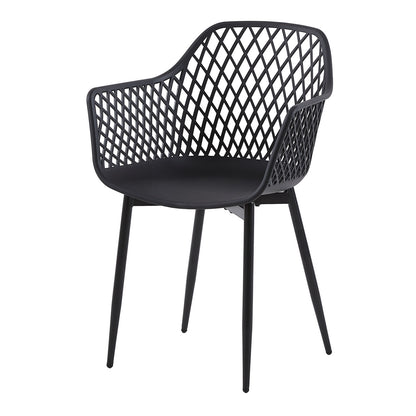 Chaises de salle à manger avec pieds en métal, chaise creuse au design rétro(Ensemble de 2/4) - Noir-ROME