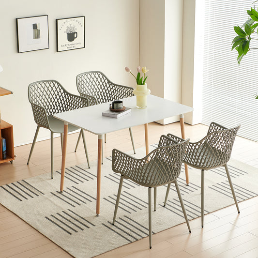 Chaise de salle à manger à accoudoirs creux (lot de 4/6) - Gris-ROME