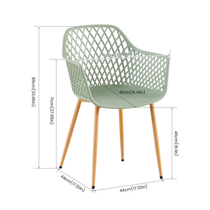 Chaises de salle à manger ROME à accoudoirs ajourés en polypropylène (lot de 4 ou 6) - Vert grisâtre