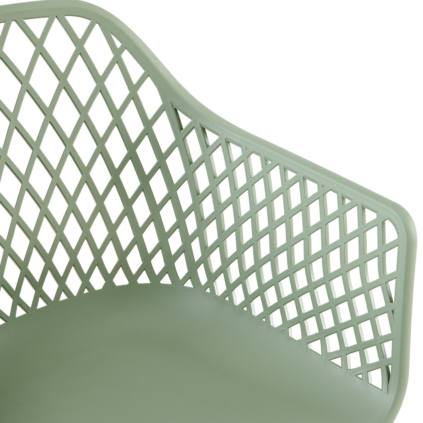 Chaises de salle à manger ROME à accoudoirs ajourés en polypropylène (lot de 4 ou 6) - Vert grisâtre