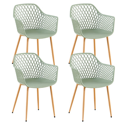 Chaises de salle à manger ROME à accoudoirs ajourés en polypropylène (lot de 4 ou 6) - Vert grisâtre