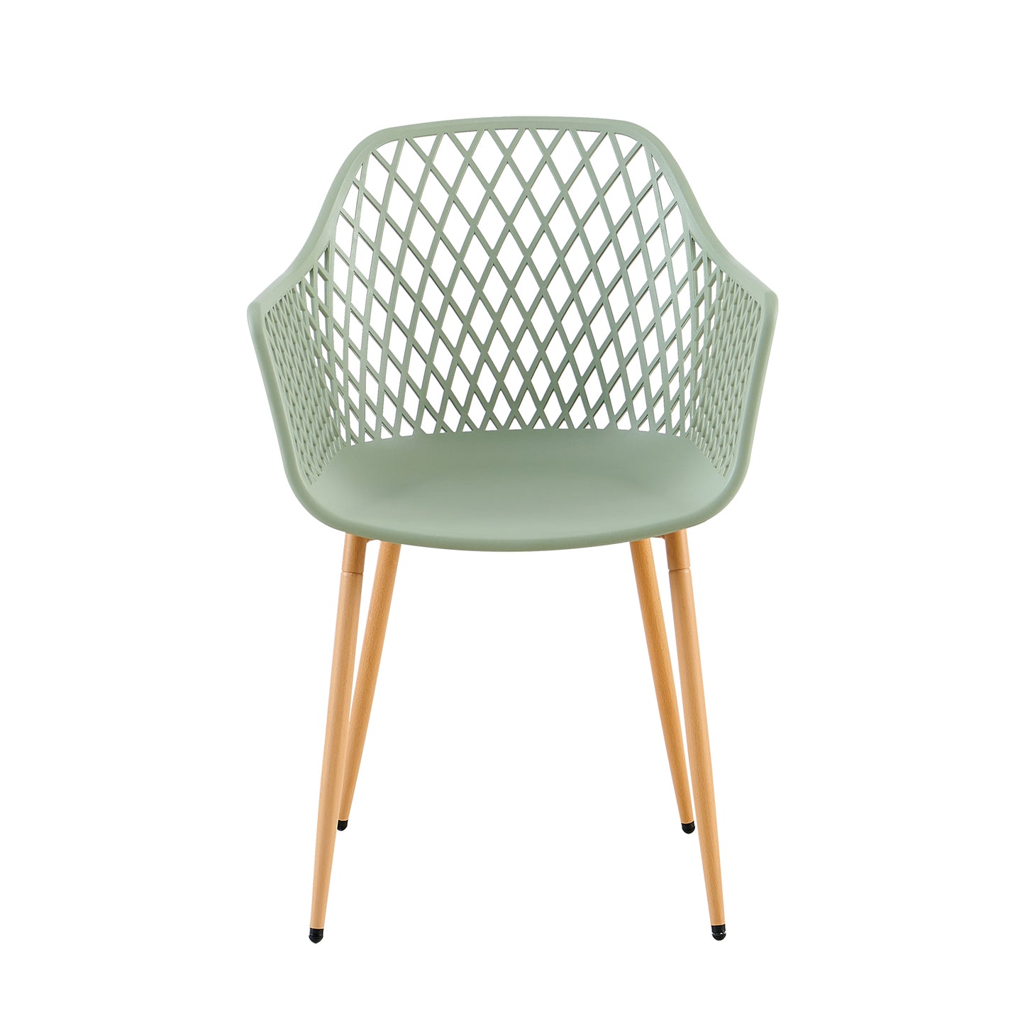 Chaises de salle à manger ROME à accoudoirs ajourés en polypropylène (lot de 4 ou 6) - Vert grisâtre