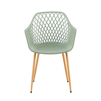Chaises de salle à manger ROME à accoudoirs ajourés en polypropylène (lot de 4 ou 6) - Vert grisâtre