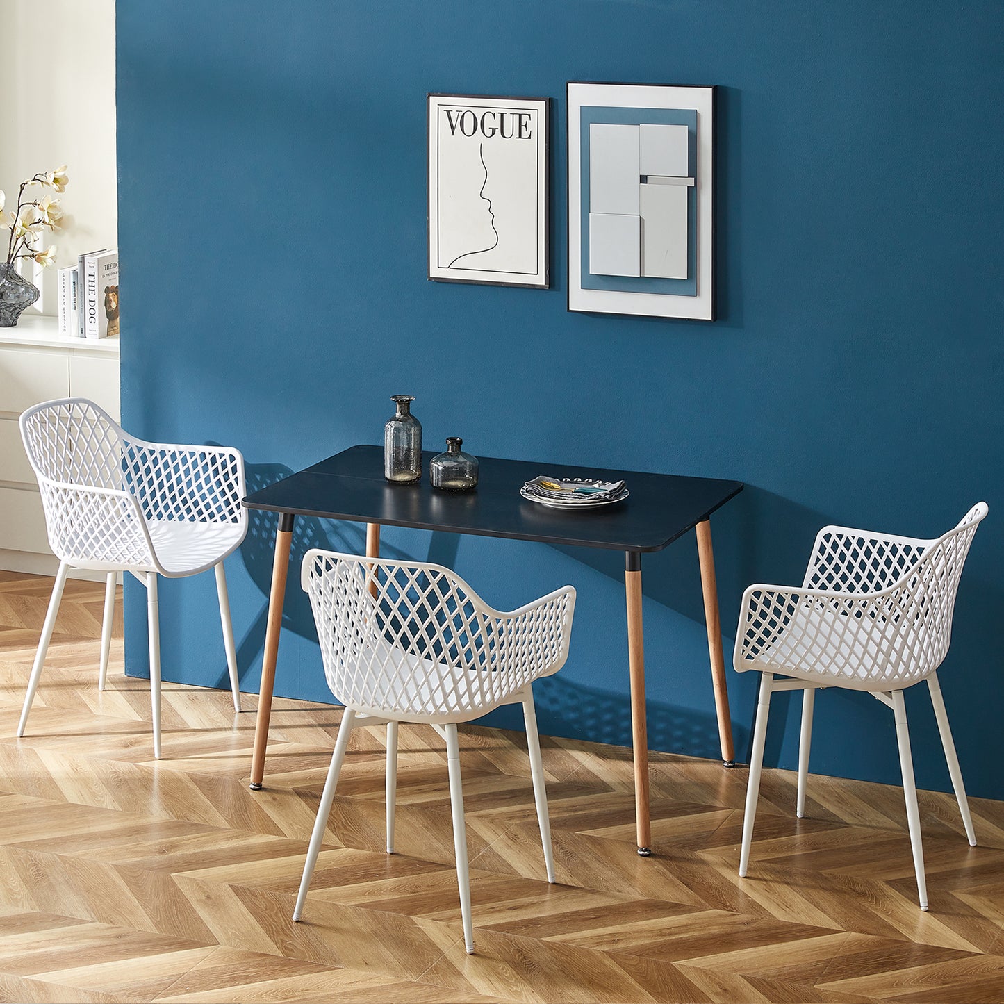 Chaise à bras creux ROME (Ensemble de 4) - Blanc