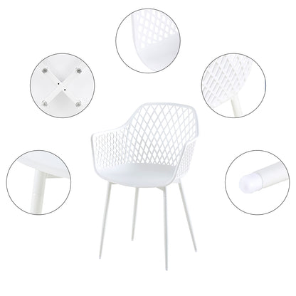 Chaise à bras creux ROME (Ensemble de 4) - Blanc