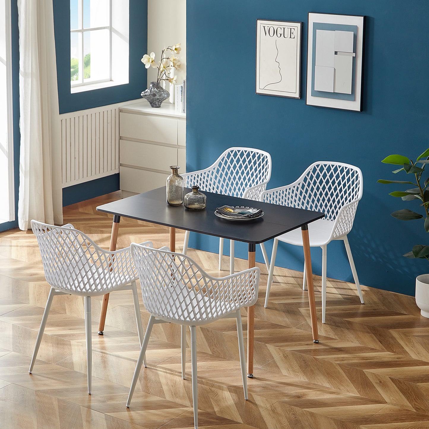 Chaise à bras creux ROME (Ensemble de 4) - Blanc