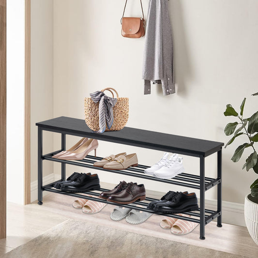 Banc à chaussures à 3 niveaux et étagère de salle de bain 100 cm - SATSOP