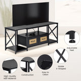 Ensemble de 1 meuble TV moderne avec pieds en fer - Noir - SLATY