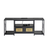 Ensemble de 1 meuble TV moderne avec pieds en fer - Noir - SLATY