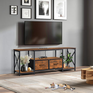 Ensemble de 1 meuble TV moderne avec pieds en fer - Couleur feu - SLATY