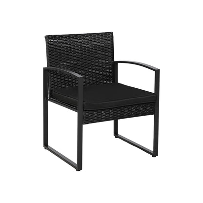 Ensemble de mobilier de jardin en rotin 5 pièces, 2 fauteuils + 2 repose-pieds + 1 table - Noir