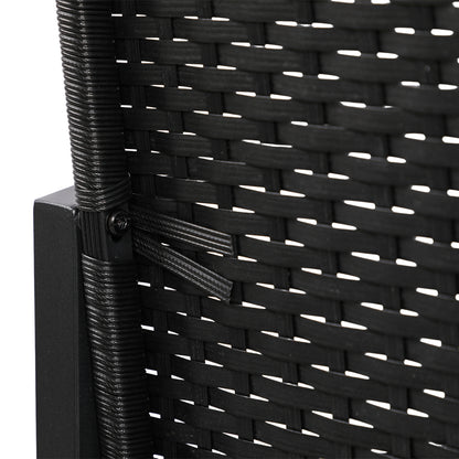 Ensemble de mobilier de jardin en rotin 5 pièces, 2 fauteuils + 2 repose-pieds + 1 table - Noir