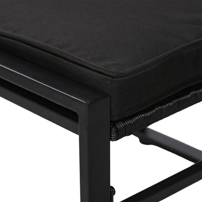 Ensemble de mobilier de jardin en rotin 5 pièces, 2 fauteuils + 2 repose-pieds + 1 table - Noir