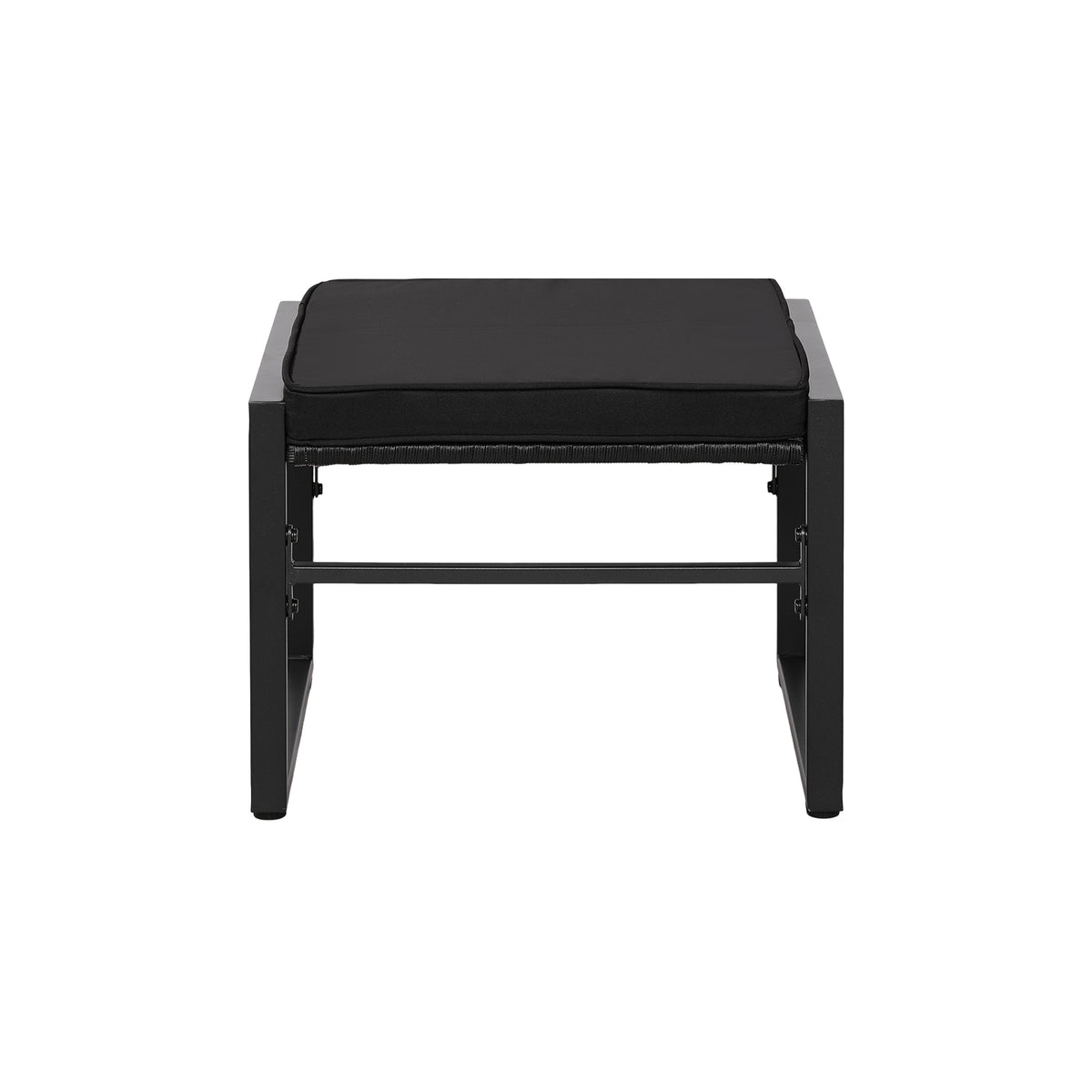 Ensemble de mobilier de jardin en rotin 5 pièces, 2 fauteuils + 2 repose-pieds + 1 table - Noir