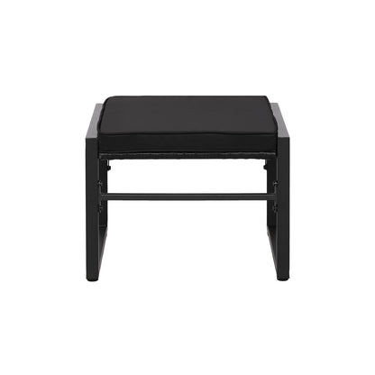 Ensemble de mobilier de jardin en rotin 5 pièces, 2 fauteuils + 2 repose-pieds + 1 table - Noir