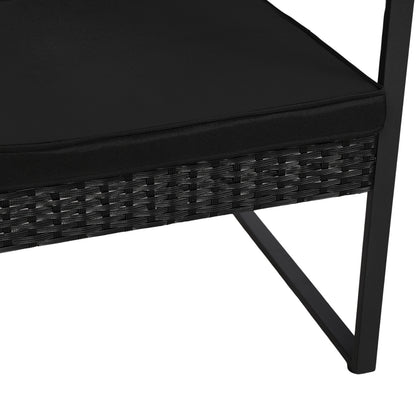 Ensemble de mobilier de jardin en rotin 5 pièces, 2 fauteuils + 2 repose-pieds + 1 table - Noir