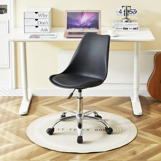 Chaise de Bureau en Cuir PU Blanc/ Noir avec Réglage de Hauteur-TULIP