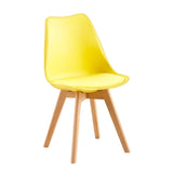 Chaise de Salle à Manger Pieds en Hêtre – Lot de 1 – Jaune Citron – TULIP