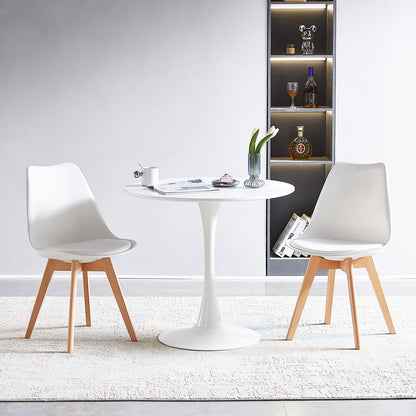 Un plateau de table ne se divise pas TULIP Table à manger à tréteaux avec 70 cm - Blanc/Noir