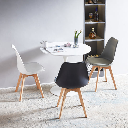 Table à manger ronde lisse TULIP avec un diamètre de 75 cm - Noir/Blanc/Marbrier
