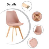 Chaises de salle à manger en cuir avec pieds en chêne (lot de 2/4) Tulipe-Crème glacée verte et pâte de haricot