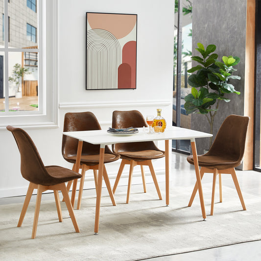 Chaise d'appoint rembourrée en daim TULIP (lot de 4) - Marron