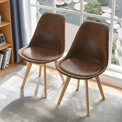 Chaise d'appoint rembourrée en daim TULIP (lot de 4) - Marron