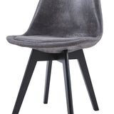 TULIP Lot de 4 chaises de salle à manger en daim noir avec pieds en hêtre - Gris foncé