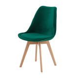 TULIP Chaise de salle à manger rembourrée en velours - vert foncé