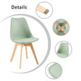 Chaises de salle à manger en cuir avec pieds en chêne (lot de 2/4) Tulipe-Crème glacée verte et pâte de haricot