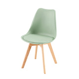 Chaises de salle à manger en cuir avec pieds en chêne (lot de 2/4) Tulipe-Crème glacée verte et pâte de haricot