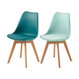 Lot de 2 chaises avec pieds en hêtre - Couleurs mélangées - TULIP