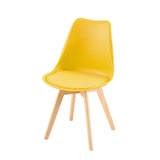 Chaise de salle à manger rembourrée avec pieds en chêne - Ensemble 2/4 pièces jaune - TULIP