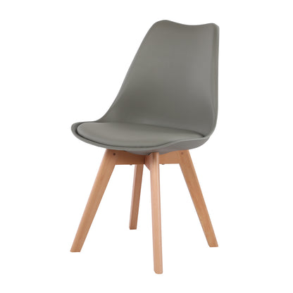 Chaise en Bois de Hêtre avec Coque Plastique et Coussin en PU - Design TULIP Moderne pour Salle à Manger