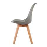 Chaise de salle à manger avec pied en hêtre - Noir et Blanc et Gris-TULIP PP