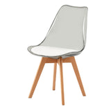 LUCCA Chaises De Salle À Manger De Cuisine En Cuir Pu Capitonné Blanc Design Scandinave Avec Pieds En Bois De Hêtre Massif - Fumé/marron