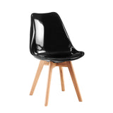 Ensemble de 4 chaises de salle à manger neuves avec pieds en hêtre, matériau PET-Noir-TULIP