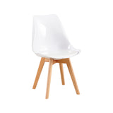 Ensemble de 4 chaises de salle à manger neuves avec pieds en hêtre, matériau PET-Blanc-TULIP