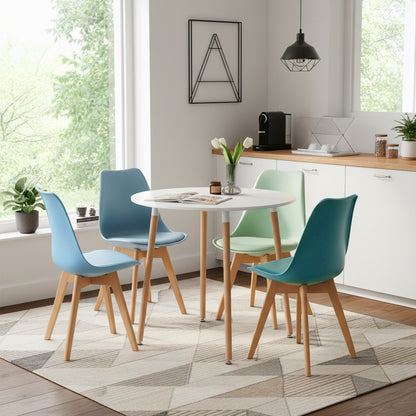 Chaises TULIP en plastique souple, ensemble de 4 chaises aux couleurs douces