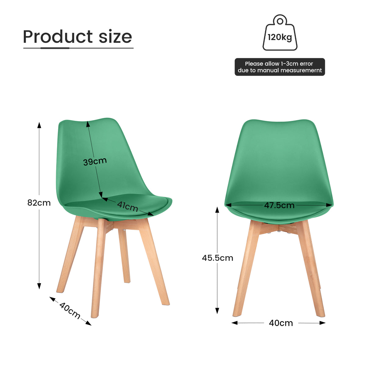 Ensemble de 4 chaises de salle à manger TULIP - Vert lac