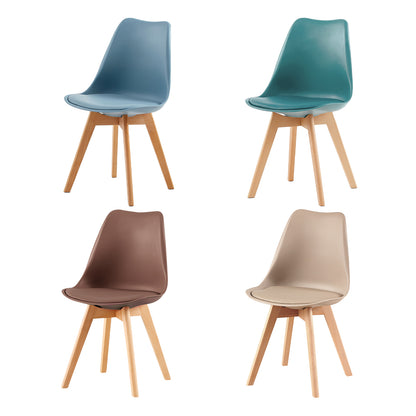 Chaises TULIP en plastique souple, ensemble de 4 chaises aux couleurs douces