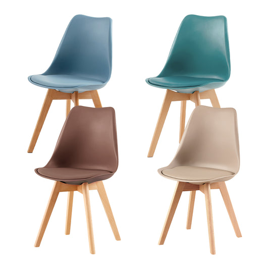 Chaises TULIP en plastique souple, ensemble de 4 chaises aux couleurs douces